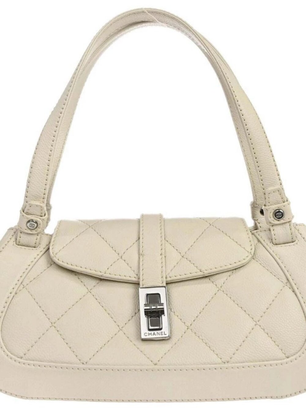 Chanel Off-white Calfskin Mademoiselle Lock Handbag 179442